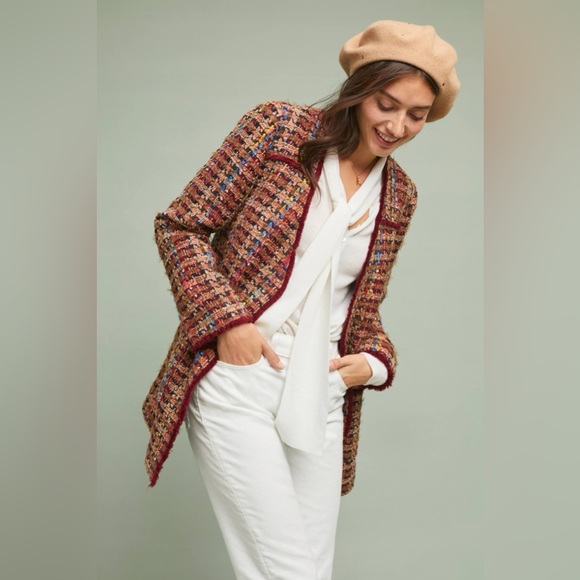 🔥🔥🔥Anthropologie Harlequin Tweed Blazer Jacket - Picture 3 of 16